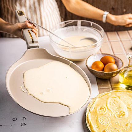 Klausberg KB-7965 Pannenkoekenpan | 24 cm | Anti-aanbaklaag | Geschikt voor Alle Kookzones Inclusief Inductie | Beige | Crepepan