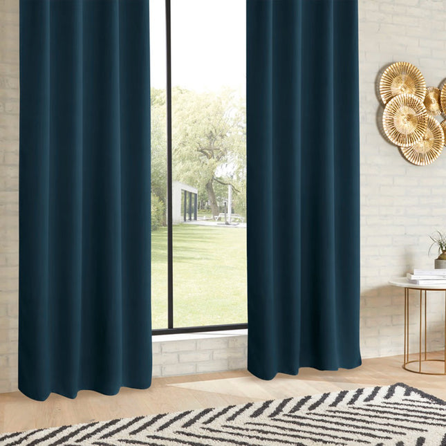 Atmosphera Verduisteringsgordijn 135x240cm - Gordijnen kant en klaar met haakjes ringen - Egeïsch Blauw