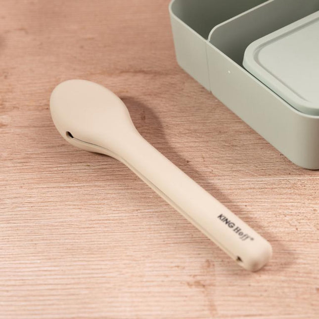 KINGHOFF 3-in-1 RVS Bestekset - Draagbaar Silliconen Etui - Inclusief Mes, Vork en Lepel - KH-1954 - Camping bestekset - Travelbestek set -