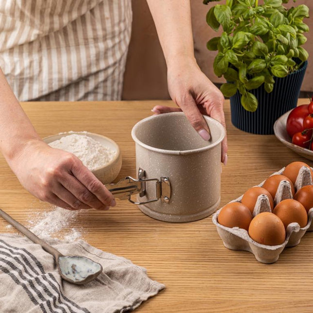 KingHoff KH-1979 Ronde Cakevorm 12 cm - Hoogte 10,3 cm - Marmer Non-Stick Laag - Koekvorm Sluiting - Ovenbestendig tot 220°C - Ovenvorm - Bakvorm