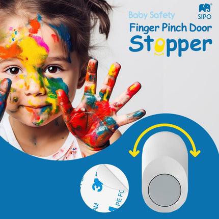 SIPO Deurbeschermer - Draaiende Vingerbescherming 2-delig - Beveiliging tegen Klemmen - Wit/Grijs - Bescherming Baby en Kind - Vingers tussen de deur