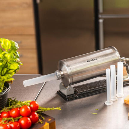 Klausberg KB-7928 Horizontale Worstvuller | 3 kg Capaciteit | RVS | Met Klemmen en Zuiger | Vleesvuller | Worstmaker