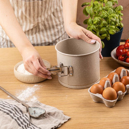 KingHoff KH-1980 Hoge Cakevorm - Rond - Diameter 16 cm, Hoogte 13 cm - Marmer Non-Stick Laag - Ovenbestendig tot 220°C - Bakvorm - Ovenvorm - Taartvorm