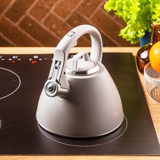 KLAUSBERG KB-7953 Fluitketel 2,5 L – Latte Beige Mat – RVS – Soft-Touch – Inductie – Met Fluit