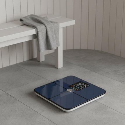Klausberg KB-7940 Slimme Personenweegschaal – BIA Lichaamsanalyse – Bluetooth App – 180 kg – Donkerblauw – Vet%, Spiermassa, Hydratatie, BMI