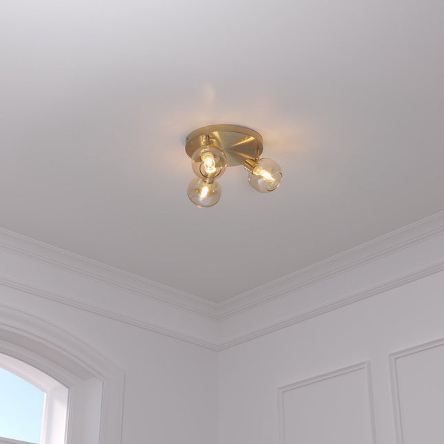 Atmosphera Pilia Plafondlamp - Ø25xH16cm - Goud/Amber