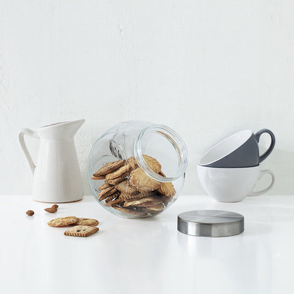 Snoeppot/voorraadpot glas met RVS deksel - 650 ml - Voorraadpotten met luchtdichte sluiting