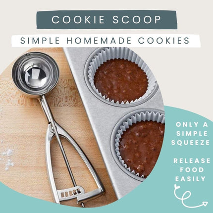 Koekjesschepper, ijsschepper, roestvrij staal 18/8, koekjesscheppers voor bakken, 4 eetlepels/60 ml/2 oz koekjesdeegschepper, ijsschepper met ontgrendelingshendel, koekjesschepper voor bakken (#16)