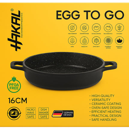 Hakal "Egg To Go" Pan - Ø 16 cm - Keramische Antiaanbaklaag - Geschikt voor alle warmtebronnen incl Inductie - PFAS Vrij -
