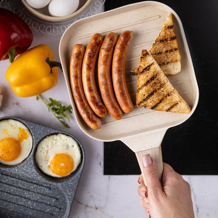 Klausberg 7812 - Grillpan - 36 x 18 cm - beige - met houten handvat