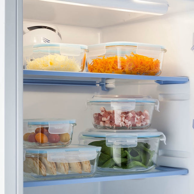 5Five Vershoudbakje met deksel - 2x - glas - luchtdicht - met clips - 17 x 11 x 6 - 540 ml