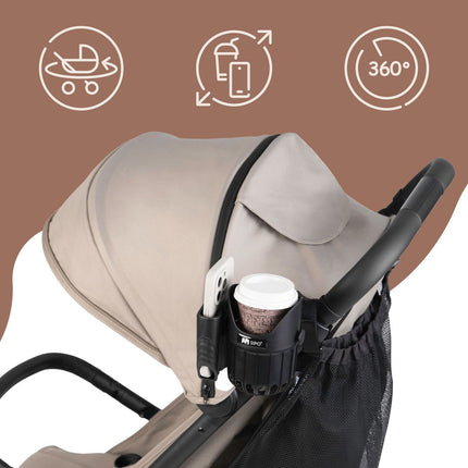 Sipo SCA-03 Universele Houder voor Beker en Telefoon 2-in-1 - Voor Kinderwagens, Fietsen en Rolstoelen - Kinderwagen Telefoonhouder - Bekerhouder Buggy -