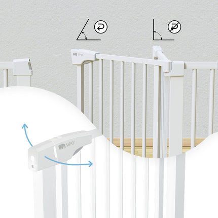 Babyveiligheidshek Wit 75-103 cm breed - Traphek met Automaatsluiting en Klembevestiging - Veiligheidsrek 80 cm Hoog - Sipo