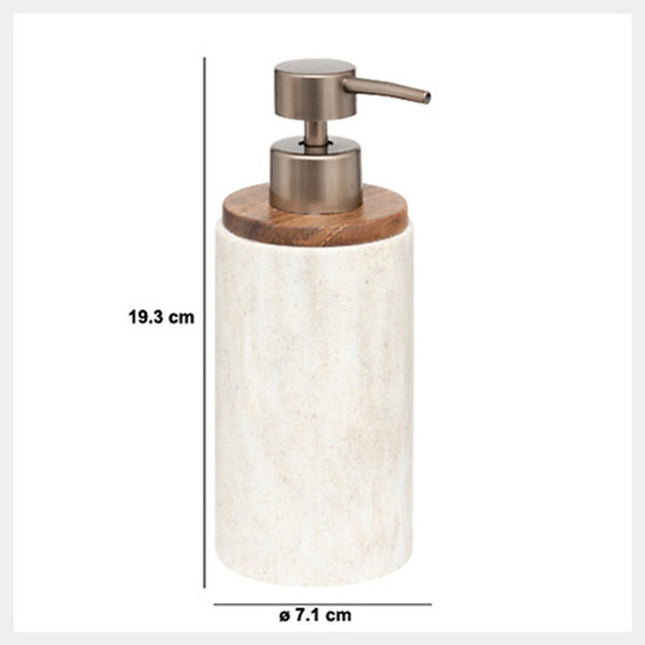 5Five Zeeppompje/dispenser Como Marble - 2x - kunststeen - wit - 7 x 19 cm - 300 ml - badkamer/keuken accessoires
