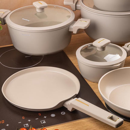 Klausberg KB-7967 Pannenset | 12-Delig | Anti-aanbaklaag | Geschikt voor Inductie | Beige