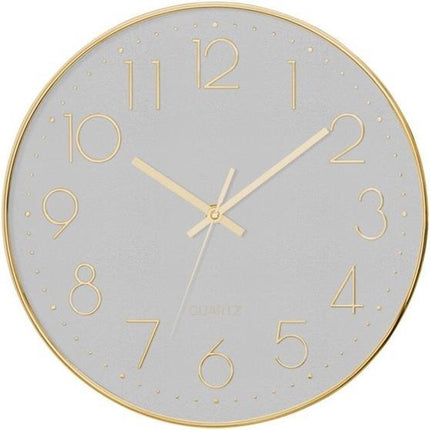 Wandklok Goud stil uurwerk met achtergrond grijs Ø 30CM