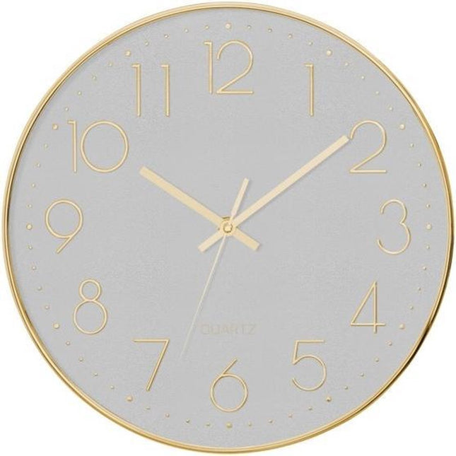 Wandklok Goud stil uurwerk met achtergrond grijs Ø 30CM
