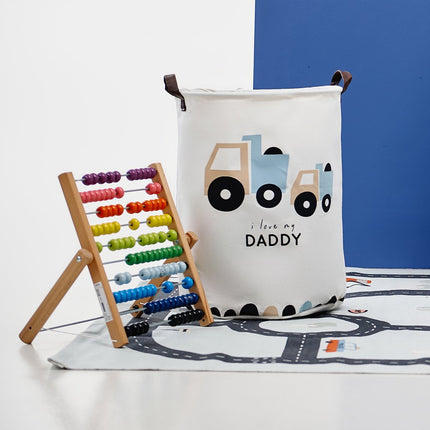 Truck Speelgoedopbergmand - Katoenen Opbergbox met "I Love My Daddy" - Kinderwasmand - 43 Liter - 35x35x45 cm - Sipo - Speelgoedmand - Kledingmand