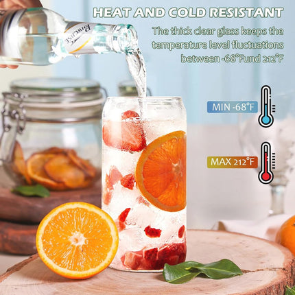 Bubble Tea Glazen Set - 4 Stuks 500 ml met Deksel en Rietje