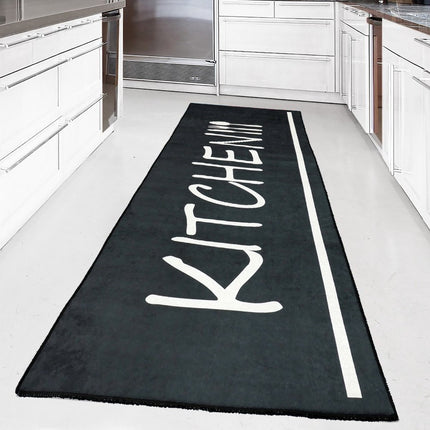 Keukenloper - Keukenmatten - Antislip Keukentapijt - Tapijtloper - vloerkleed 200x80cm -zwart