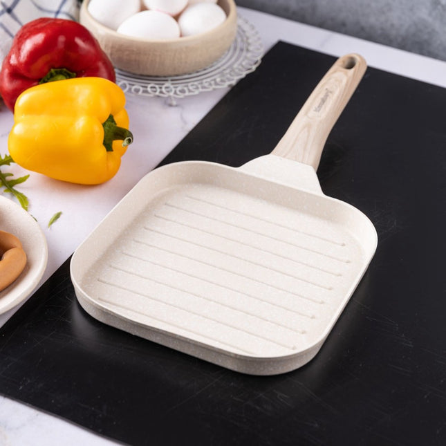 Klausberg 7812 - Grillpan - 36 x 18 cm - beige - met houten handvat