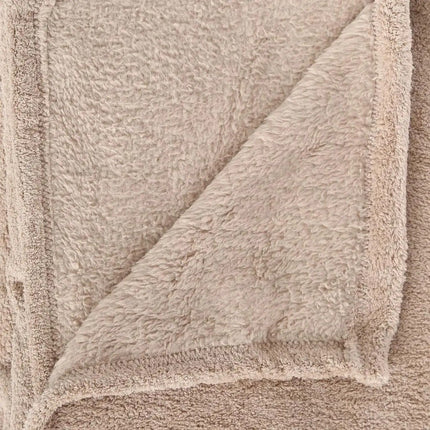 Atmosphera Fleece deken of plaid harig - beige - 125 x 150 cm - polyester - Bankdeken - Fleece plaid