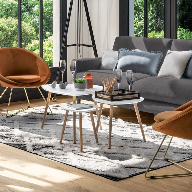 Atmosphera Créateur d'intérieur® koffietafel in set van 3 - salontafel - wit - hout - eik - woonkamer living