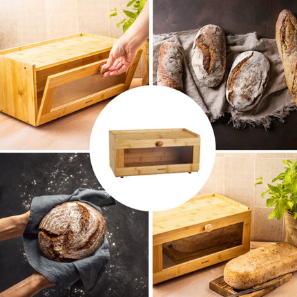KLAUSBERG Bamboe Brooddoos Met Acryl Front - 40x24,5x19 cm - Natuurlijke Broodopslag - KB-7924 - Broodtrommel - Brood vershouddoos