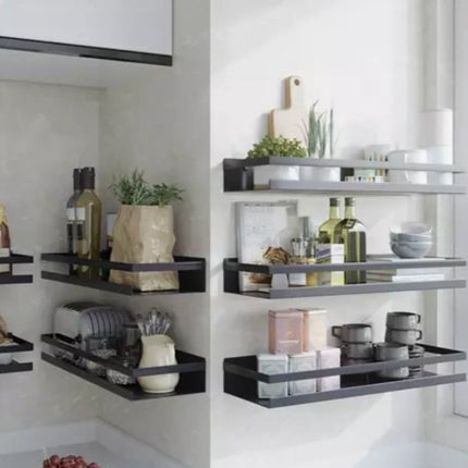 Ruhhy Wandplank - zwart - RVS - L50 cm - zwevend - industrieel - voor badkamer of keuken