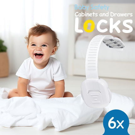 SIPO Kastbeveiliging - 6-delig Set Regelbare Sluiting voor Kasten en Lades - Kinderveiligheid - SBS-218 - Babyslot - Kinderslot - Kastslot voor Kinderen - Verstelbaar 8 tot 19.3cm