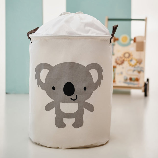 Sipo Koala Speelgoedopbergmand - Katoenen Wasmand voor Kinderen - Opbergbox met Trekkoord en Handvatten - 43 Liter - 35x35x45 cm