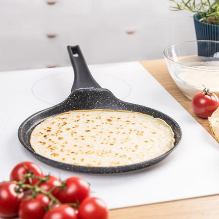 Klausberg KB-7957 Pannenkoekenpan 24 cm | Marmer Anti-aanbaklaag | Geschikt voor Inductie | Zwart | Crepepan
