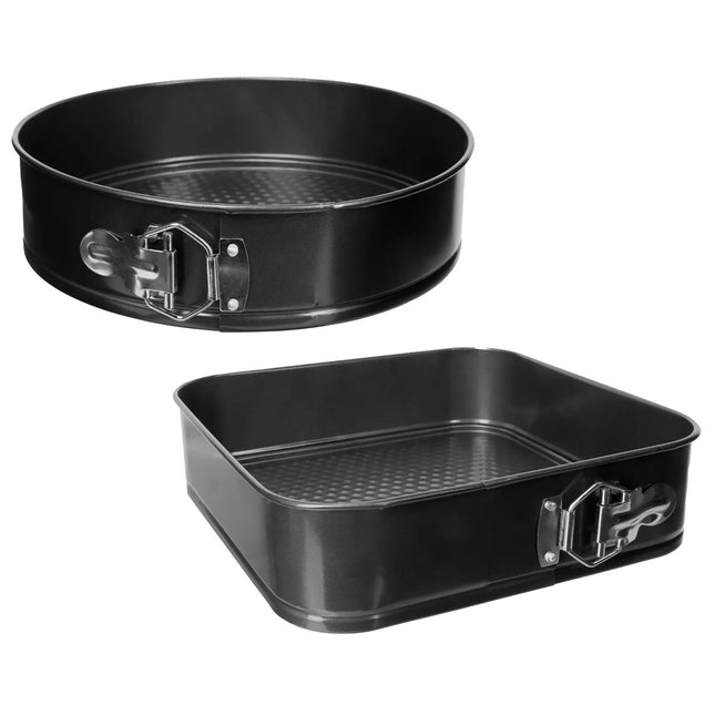 5five Taarten bakvormen/springvormen - metaal - zwart - 26 cm - set