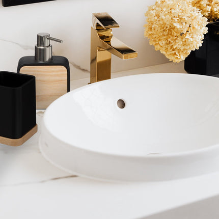 5Five pennenbakje/bureau organizer - zwart - 10 x 8 cm - bamboe - vierkant - kantoor/hobby opbergen