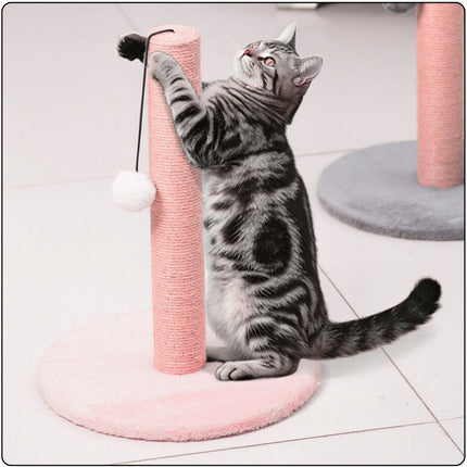 Krabpaal voor Katten Laag 40 cm Roze - Met Sisal - Paal en Hangend Speeltje met Pompon - Speelplezier voor de Kat - Roze Krab Paal - Krabpaal - Kat en Kittens