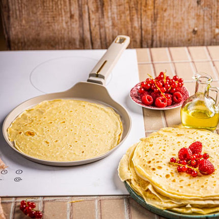 Klausberg KB-7965 Pannenkoekenpan | 24 cm | Anti-aanbaklaag | Geschikt voor Alle Kookzones Inclusief Inductie | Beige | Crepepan