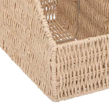 5Five Lectuurbak/documenten opbergbak - naturel koord - metaal/touw - L15 x B26 x H27 cm - Kantoorbenodigdheden - Bureau-accessoires