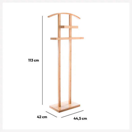 5Five Kledingrek Dressboy - Colbert/jas hanger - staand model - bamboe hout - lichtbruin - 44 x 22 x 113 cm