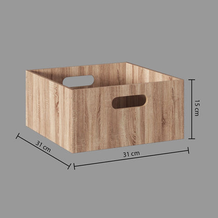 5five Opbergmand/kastmand van hout - lichtbruin - 14 Liter - 31 x 31 x 15 cm - Opbergboxen - Vakkenkast manden