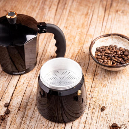 Kinghoff Aluminium Espressokoffiezetapparaat KH-1884 – 9 Kopjes – Zwart – Geschikt voor Inductie - Percolator - 450ml
