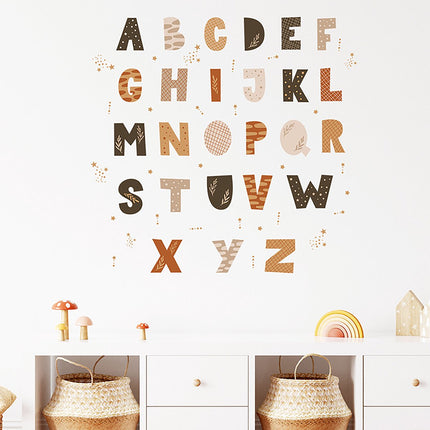 Sipo Wandsticker Alfabet Set - 4 Delige Letters voor Kinderkamer - 70x73 cm - Zelfklevend ABC voor Muur en Meubels - Muurstickers - Letter leren - Educatief