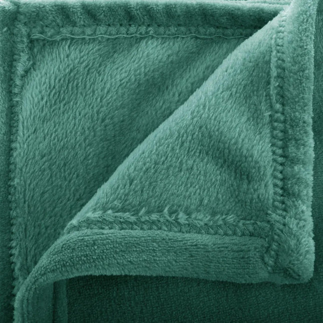 Atmosphera fleece deken/fleeceplaid - smaragd groen - 180 x 230 cm - polyester - Molton Bankdeken