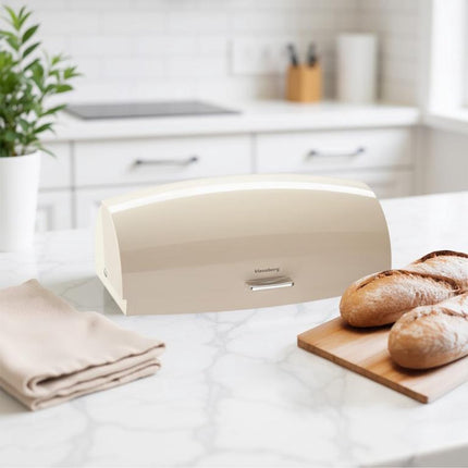 KLAUSBERG Metalen Brooddoos - Beige - 45x28,5x17 cm - Broodtrommel voor Moderne Keuken - KB-7932 - Brood vershouddoos