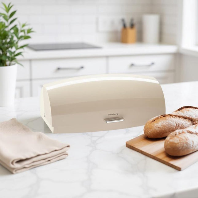 KLAUSBERG Metalen Brooddoos - Beige - 45x28,5x17 cm - Broodtrommel voor Moderne Keuken - KB-7932 - Brood vershouddoos