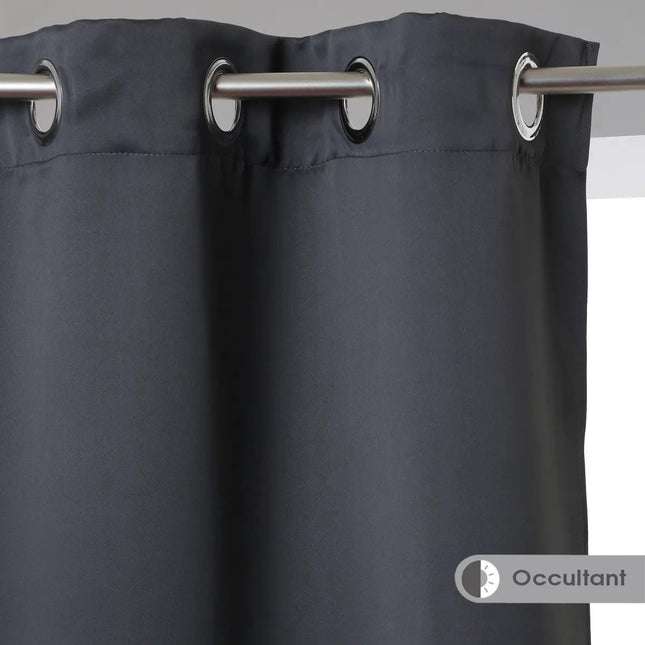Atmosphera verduisterende gordijnen - set 2x stuks - B135 x L240 cm - donkergrijs - geplooid - met ringen - kant en klaar