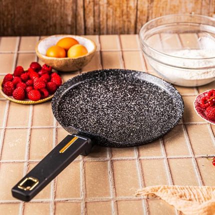 Klausberg KB-7964 Pannenkoekenpan | 24 cm | Marmer Anti-aanbaklaag | Geschikt voor Alle Kookzones Inclusief Inductie | Zwart | Crepepan |