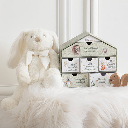 Atmosphera Knuffeldier konijn met strikje - zachte pluche stof - knuffels - lichtroze - 30 cm