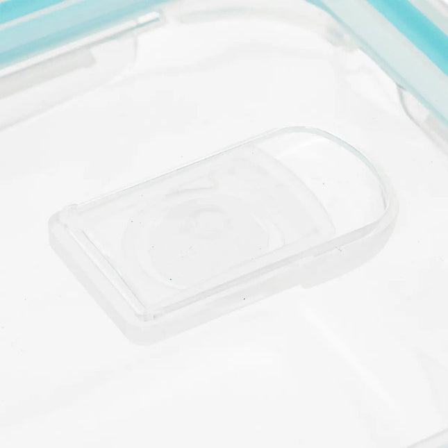 Set van 5 Kristalglas Lunchboxen – 800 ml Vershoudbakjes met Lichtblauw Randje – Glazen Lunchbox voor Salade, Maaltijden of Meal Prep – 18,5 x 12,5 x 6 cm