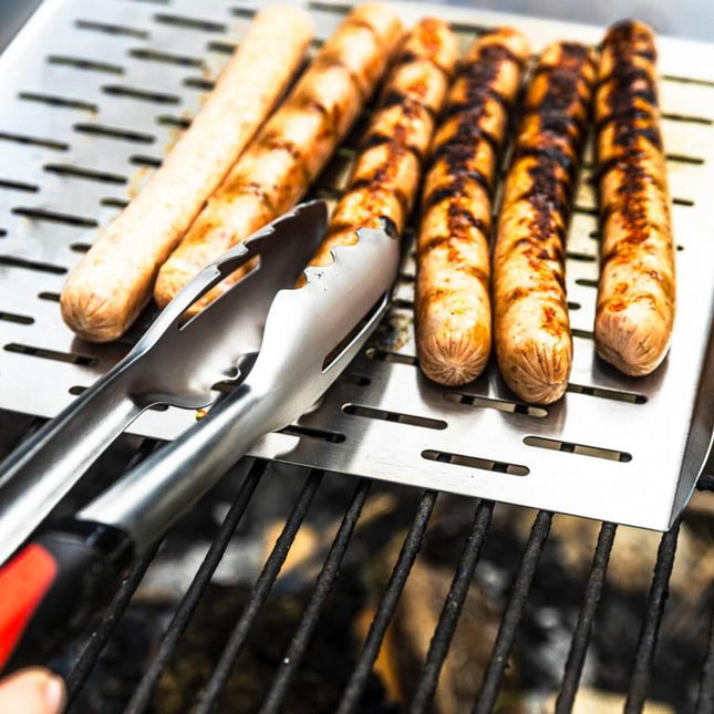 Klausberg KB-7899 Barbecue Set - 3-delige Grillset RVS met Plastic Handvatten (Spatel, Vork & Tang) - Leuke giftset voor de Kamado / Weber liefhebbers!
