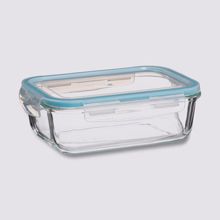 5Five Vershoudbakje met deksel - 3x - glas - luchtdicht - met clips - 21 x 15 x 7 cm - 1180 ml